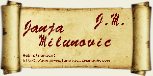 Janja Milunović vizit kartica